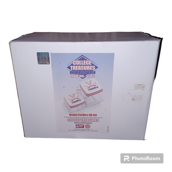 College Treasures University Logo Set Of 2 Square Jars Virginia Cavaliers - Picture 1 of 4